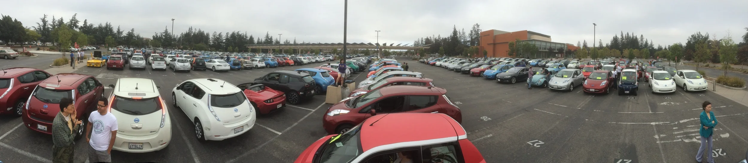 EV drivers patiently waiting their turn in the line-up