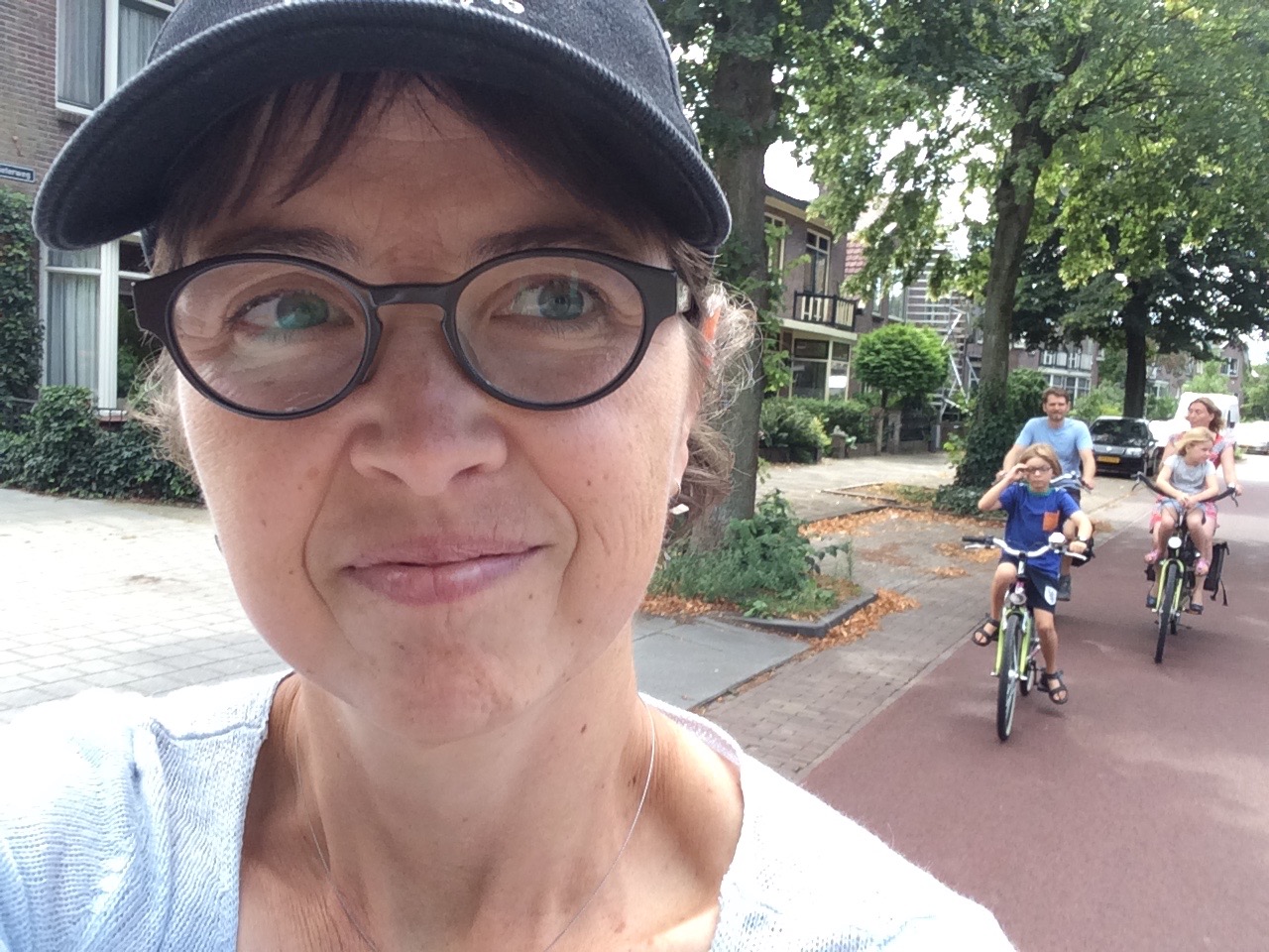 Cycling in Deventer, the Netherlands. Note the complete absence of helmets.