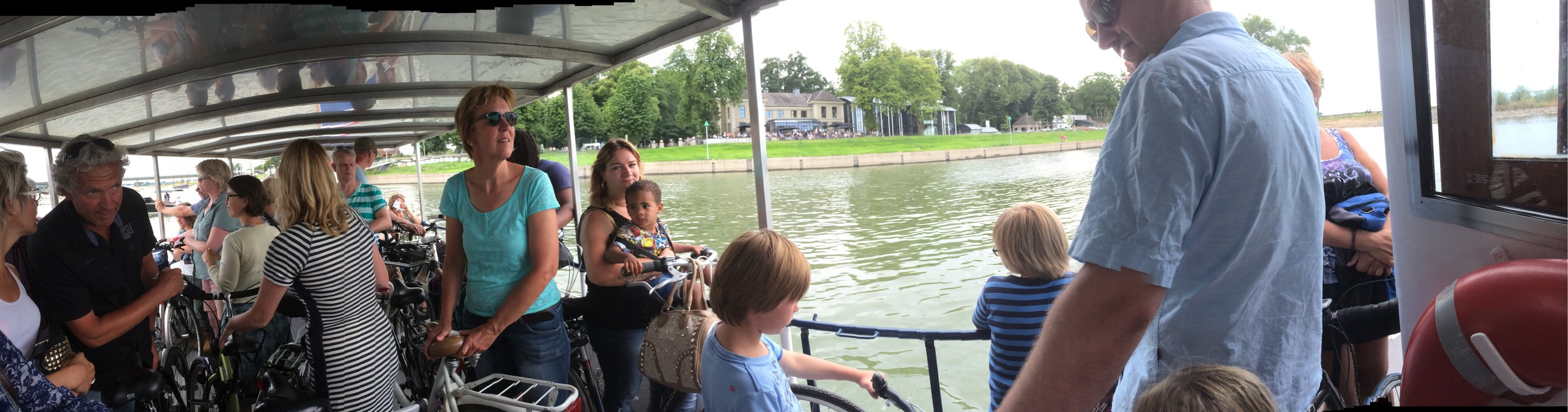 Taking a ferry - crowded with bikes!