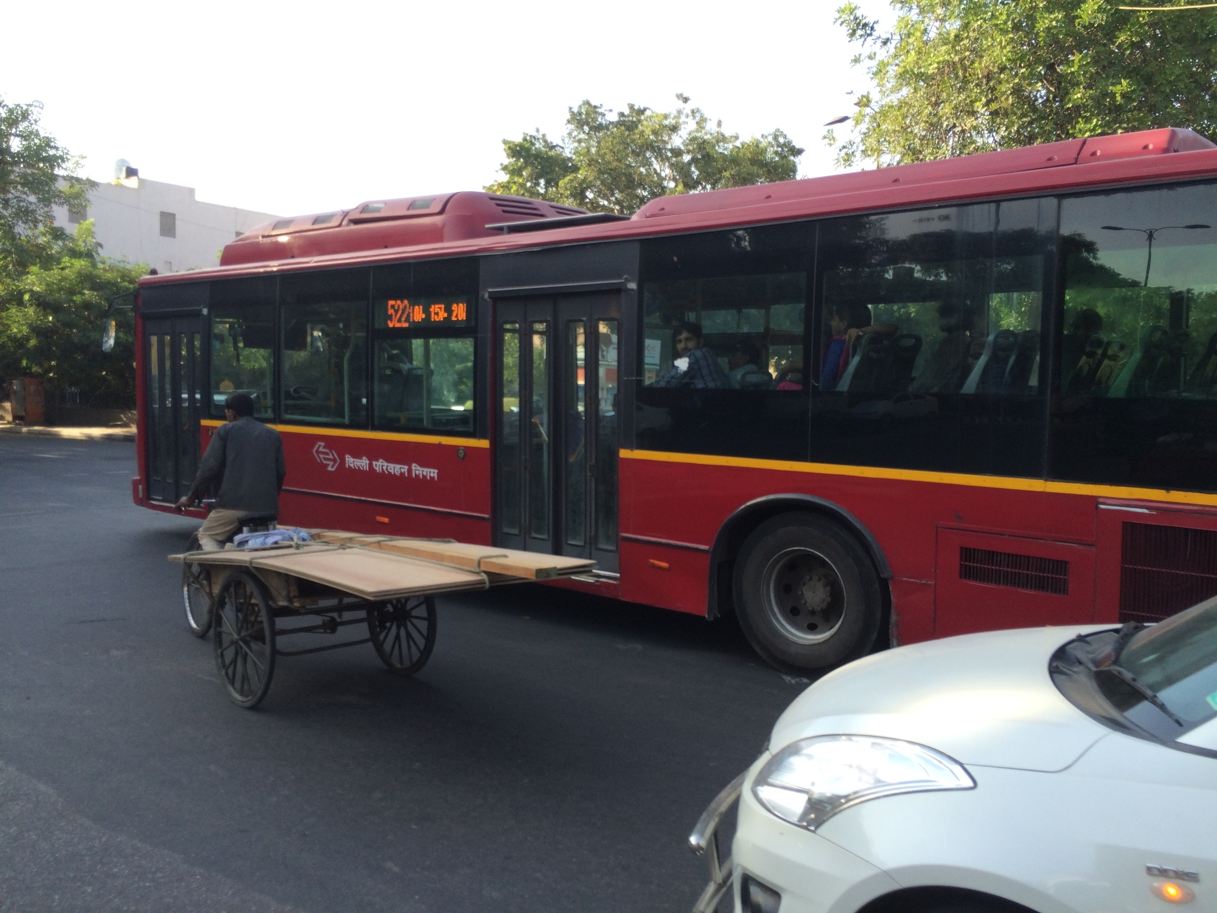 Delhi has its own 522 bus line! And lots of bicycle carts.