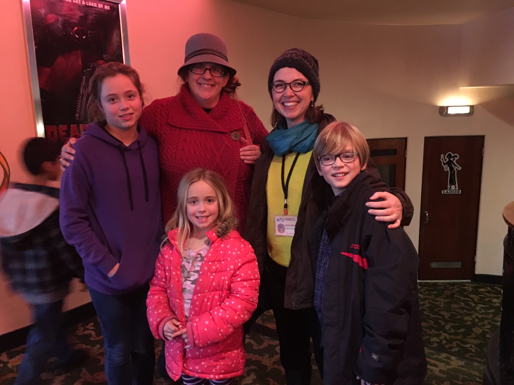 In the lobby of the Del Oro Theater, with fans of Worse Than Poop!