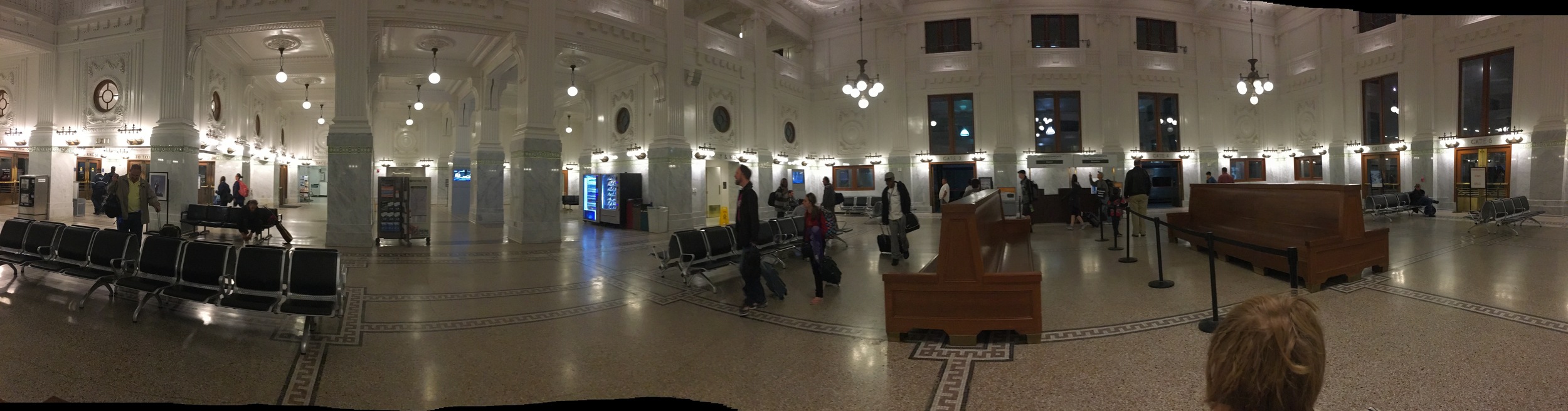 Disembarking at the stunning, recently-renovated King Street Station in Seattle - a spectacular turn-of-the-century palace of dazzling white marble, polished wood and brass
