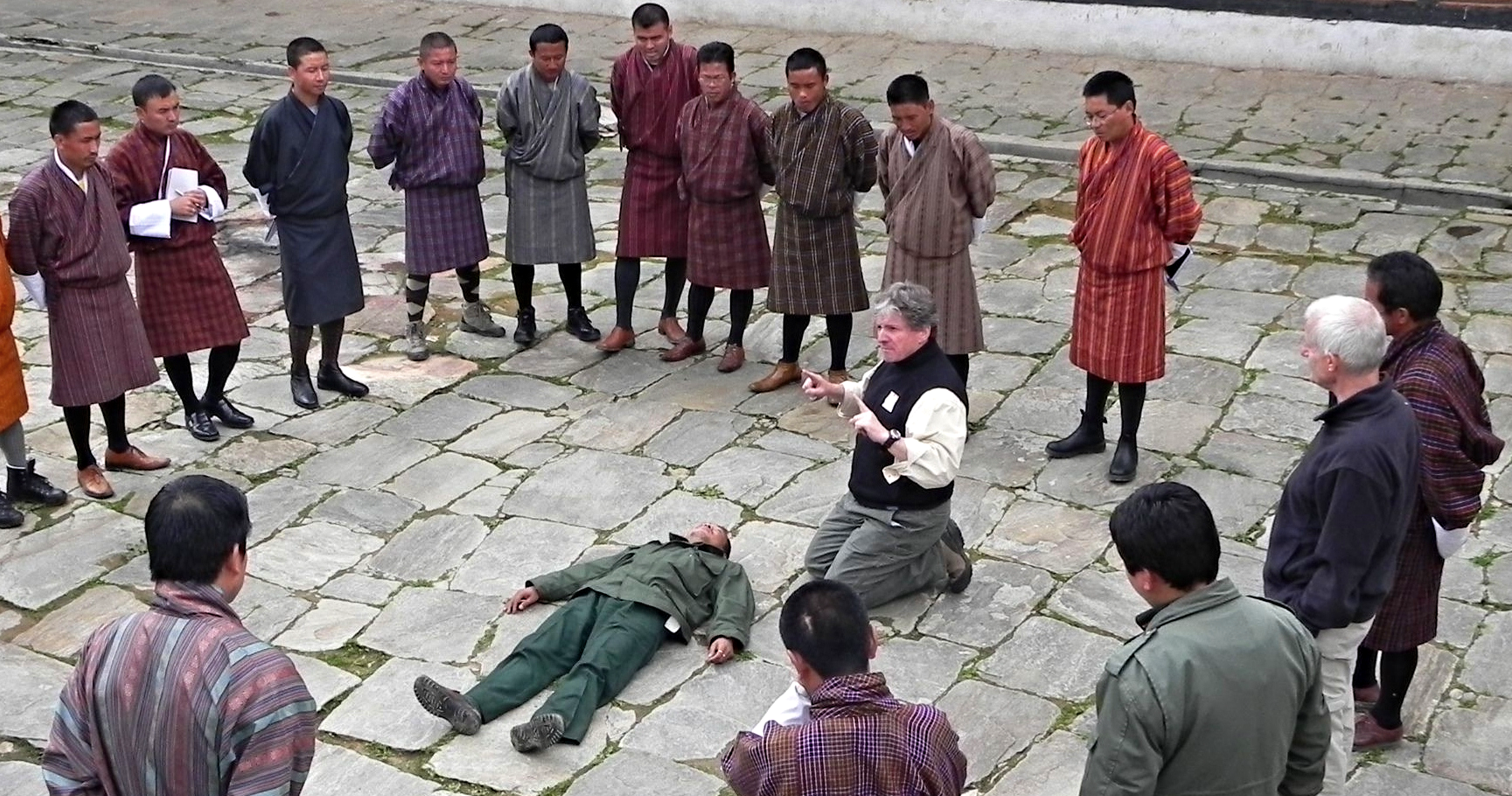 Lodestone founder bill frederick conducts a training simulation in bhutan.