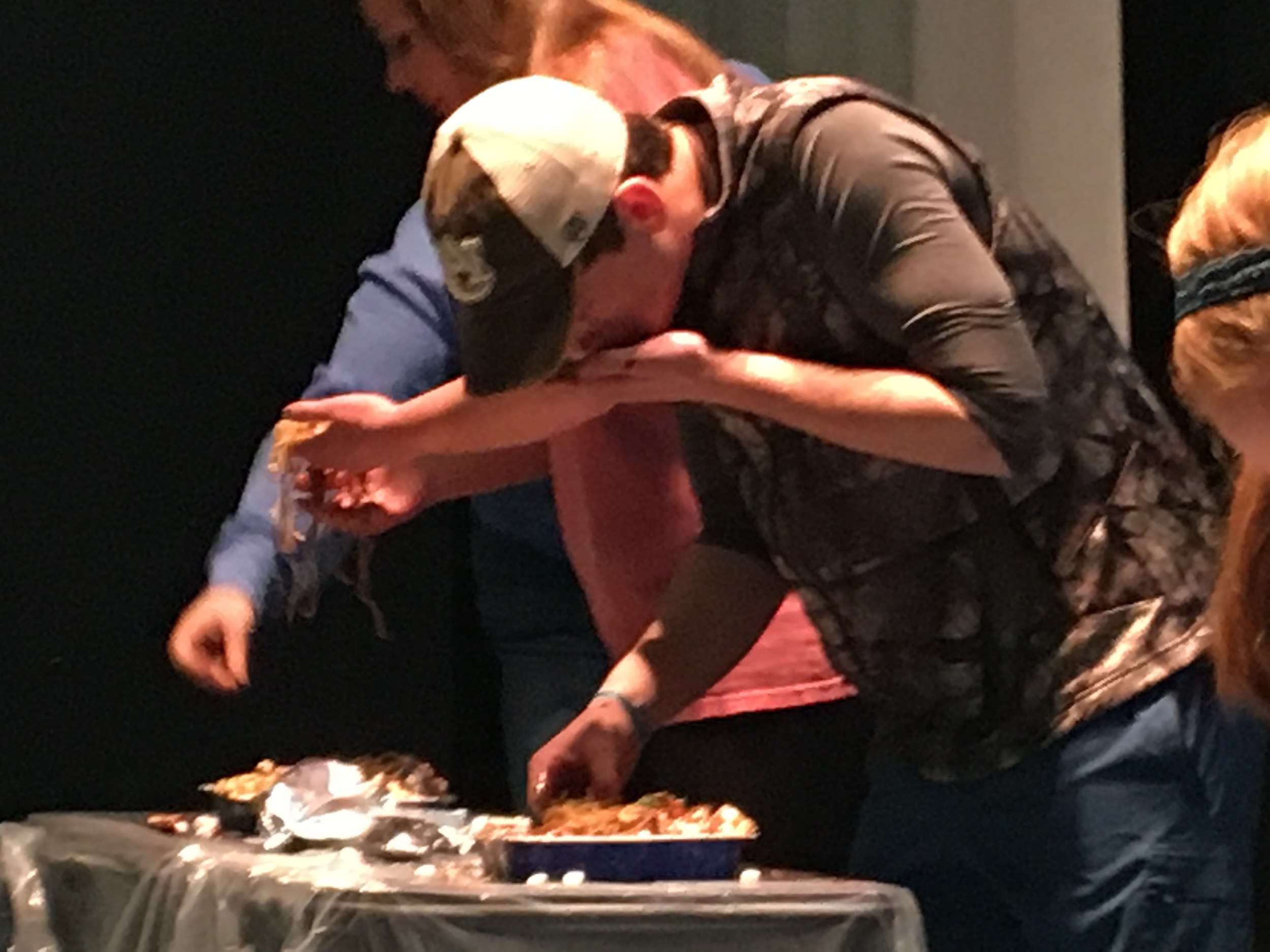 Ethan won the game with some aggressive eating skills! 