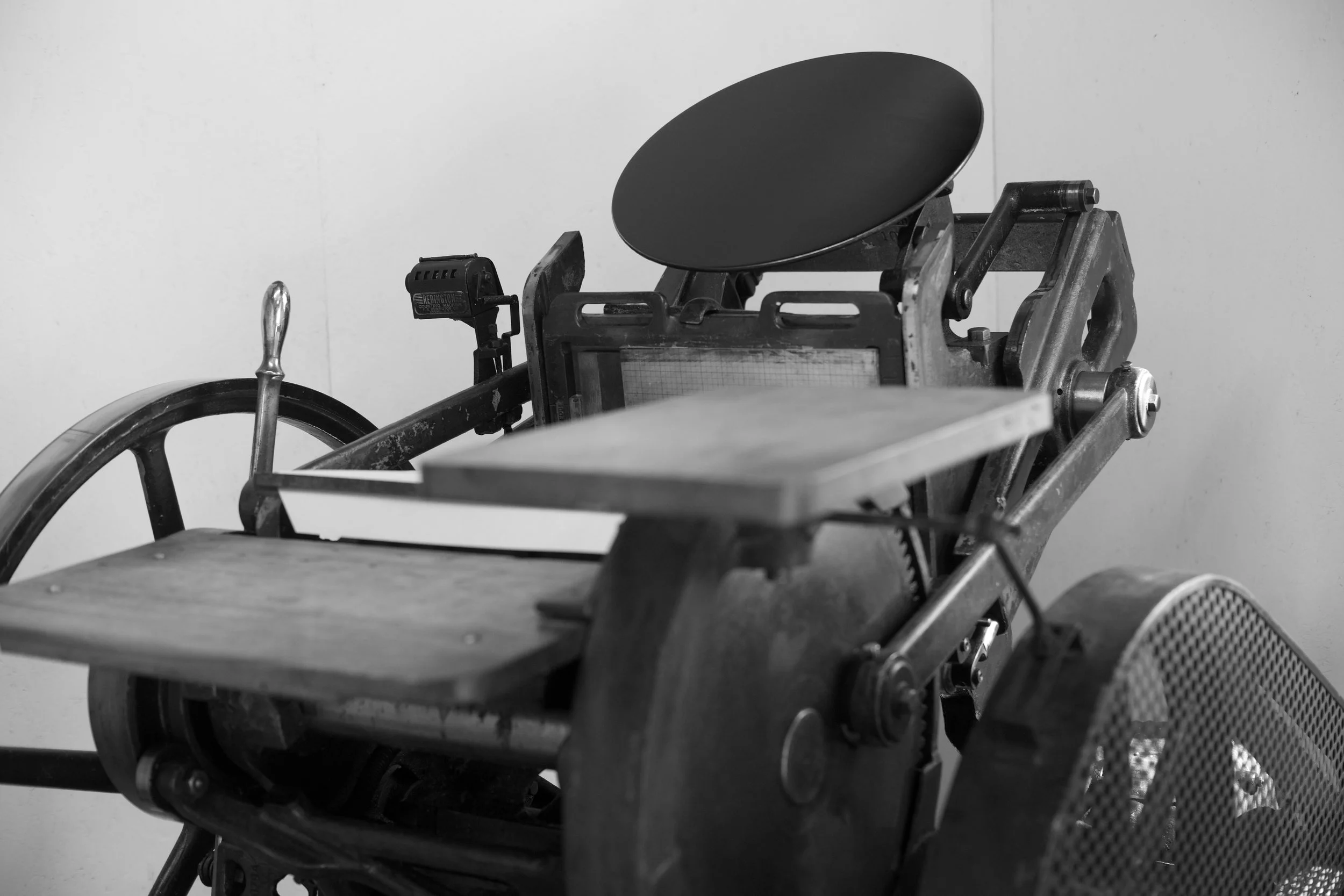Meet Carl! Carl is our 1950s Chandler and Price platen printing press, which we named after it's previous owner who passed away. Everything made at Post Rider Press has been hand-fed, one at a time through this printing press. He's an old man but he's still cranking away!