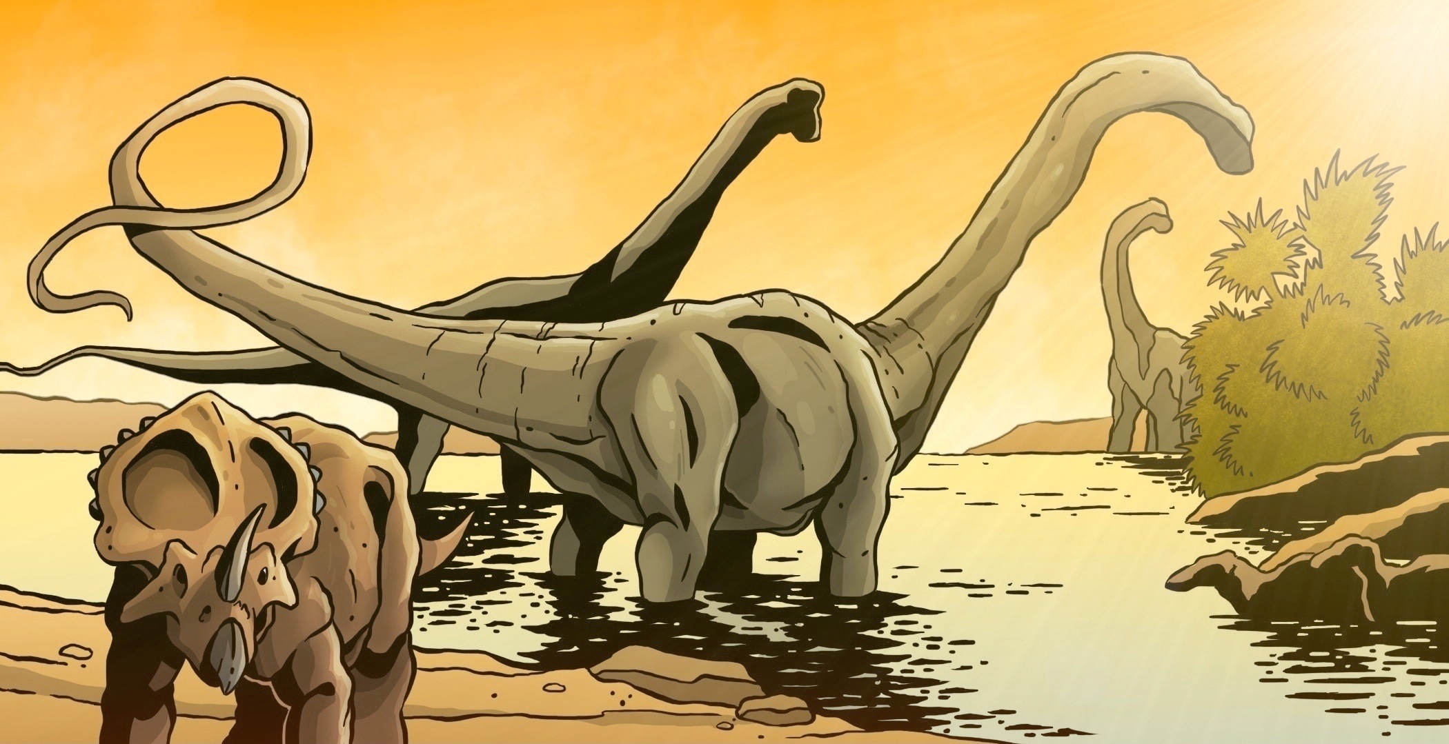 Cretaceous watering hole. 