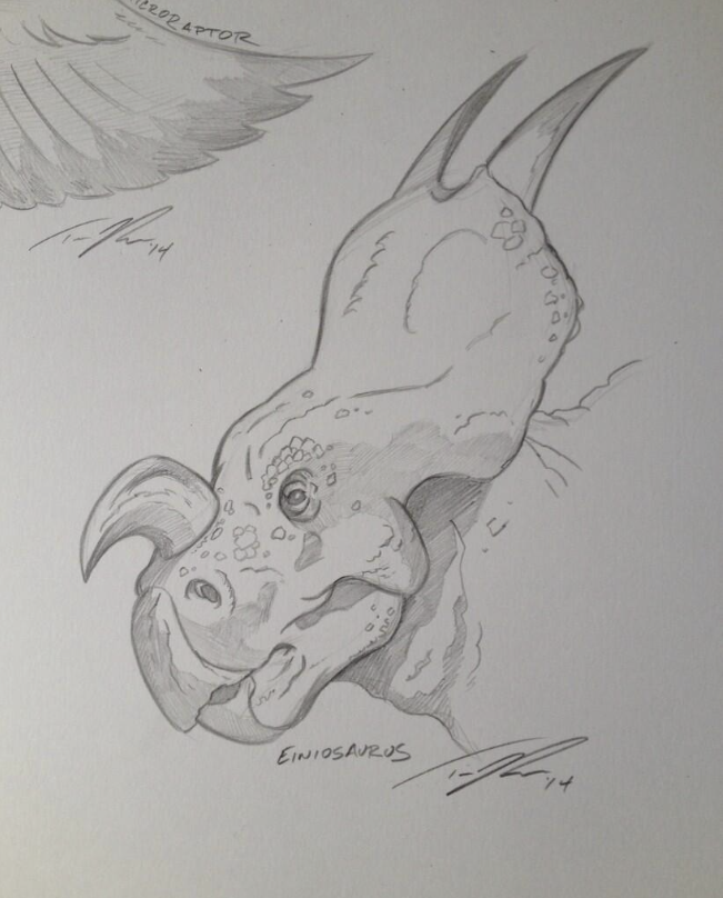 Hook nosed Einiosaurus. 