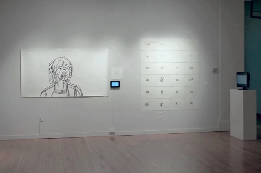 A Slow Descent of a Paper Airplane (2011) in BFA exit show "Anybody Everybody" at Des Lee Gallery in Saint Louis, MO