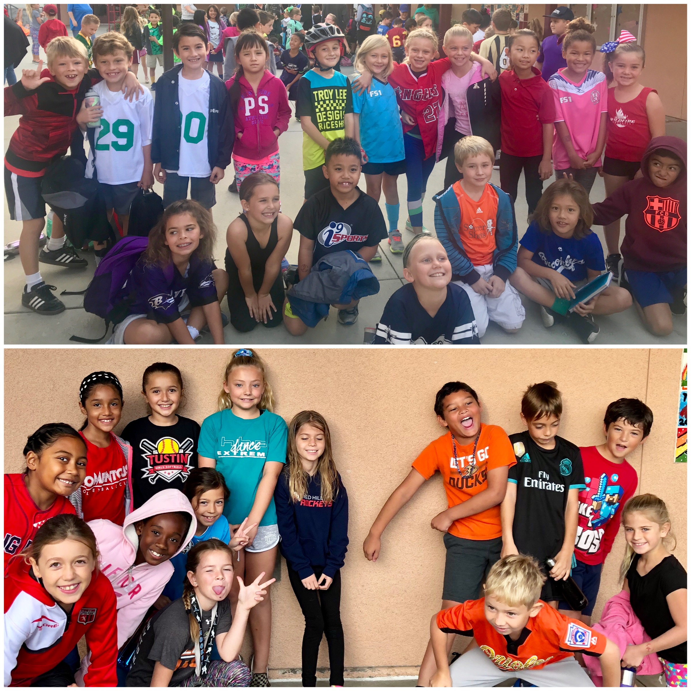 Group of kids dressed for sports day