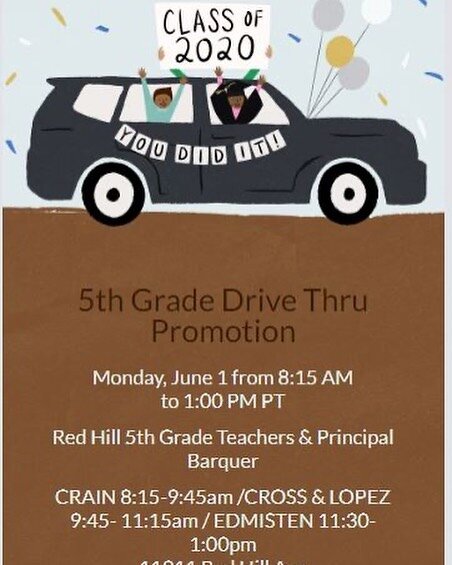 Save the date!! We can&rsquo;t wait to celebrate our #RedHill5th graders!!