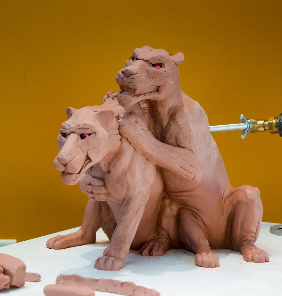 Rascals sculpture, clay work-in-progress by Terrence Robertson-Fall