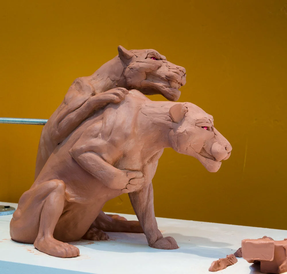 Rascals sculpture, clay work-in-progress by Terrence Robertson-Fall