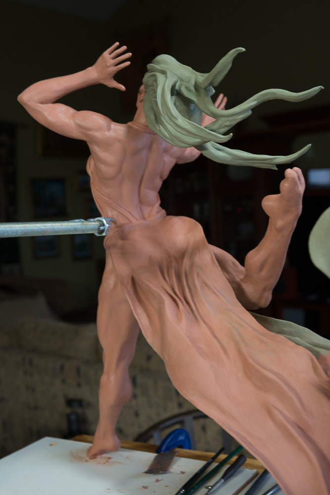 Running Free Dancer, final clay - bronze Sculpture by Terrence Robertson-Fall
