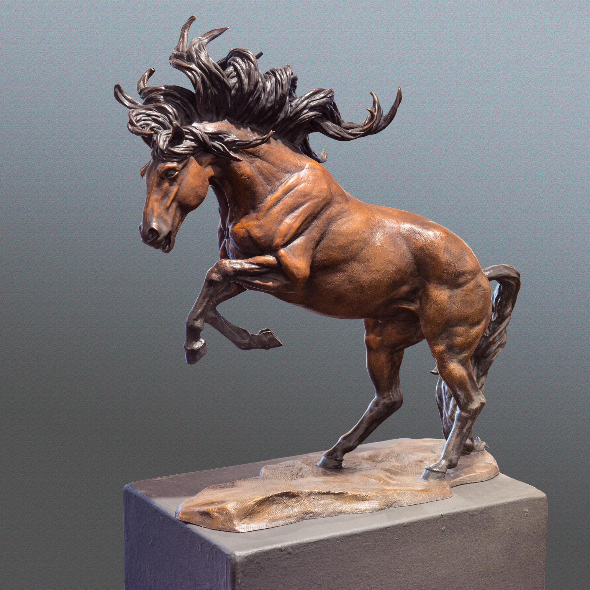 Running Free Horse bronze sculpture by Terrence Robertson-Fall - brown small 9220.jpg