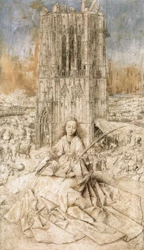 Een even mysterieus kunstwerk (van het KMSKA): De Heilige Barbara van Jan Van Eyck. (Waarom) is ze onafgewerkt? © Boijmans van Beuningen
