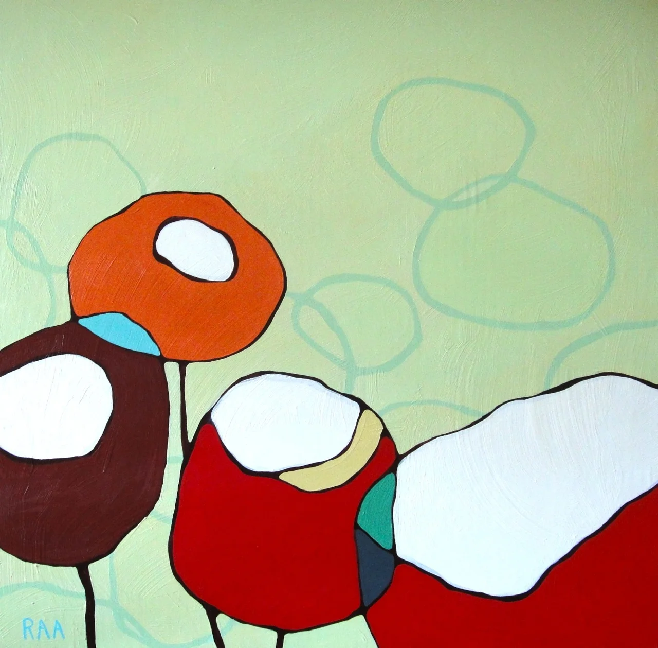 Four Poppies on Green 30 x 30.jpg