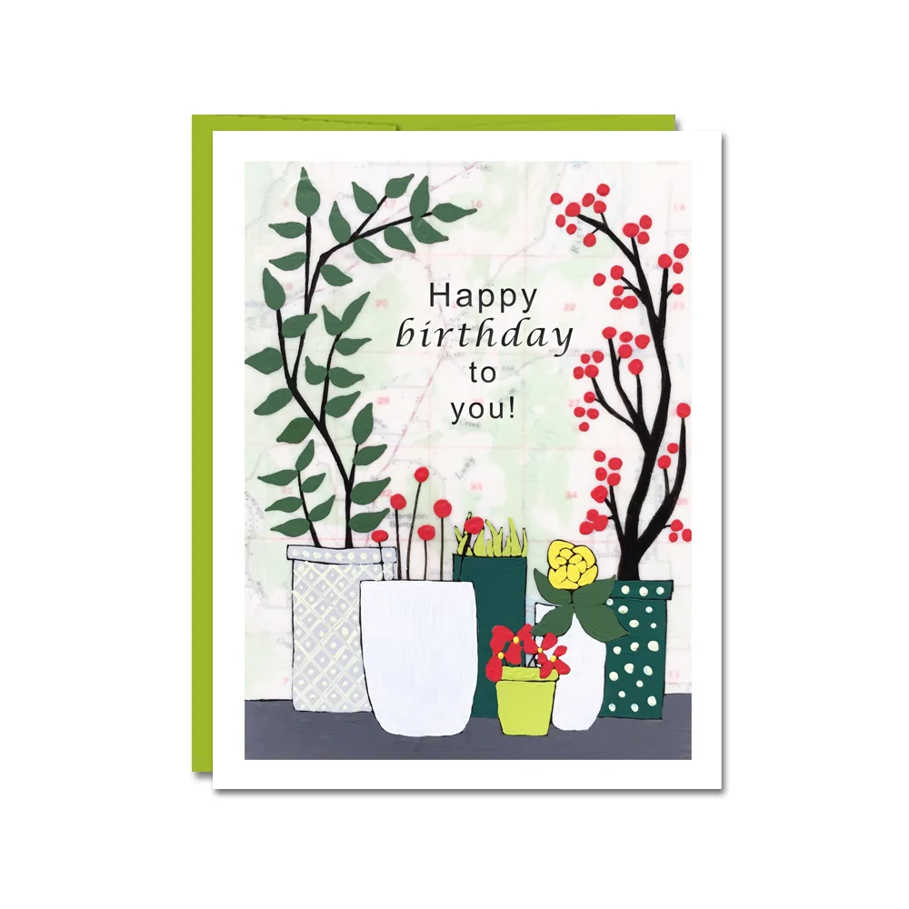 Happy Birthday Plants Notecard  Rachel Ann Austin
