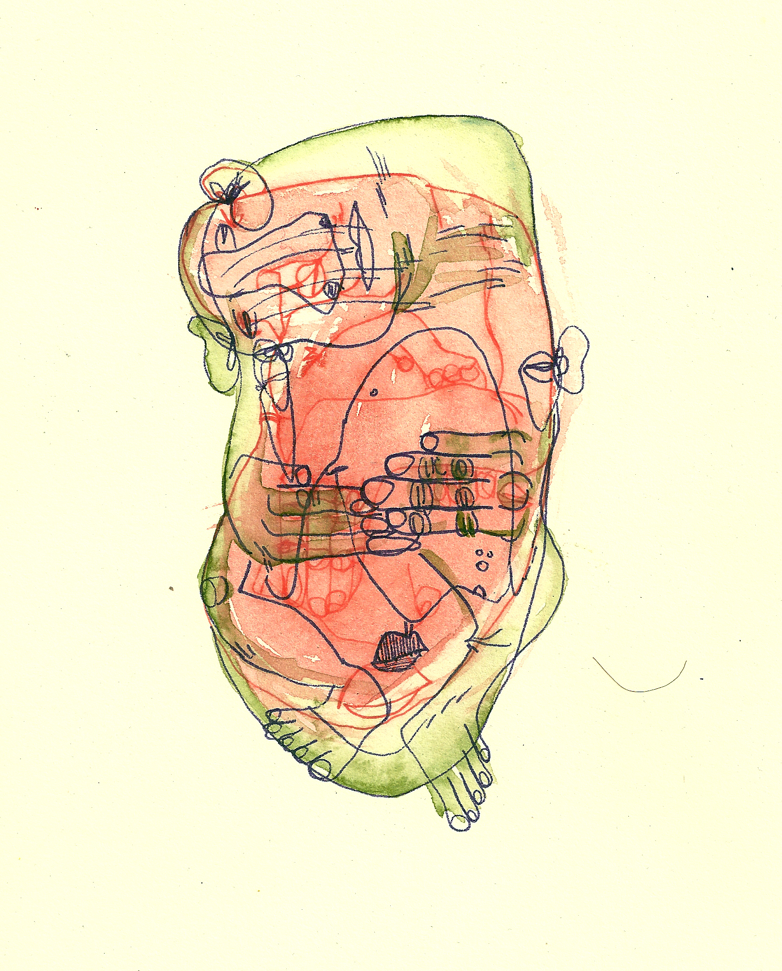 Untitled, 2012, Watercolor and ink, 8 x 12 inches