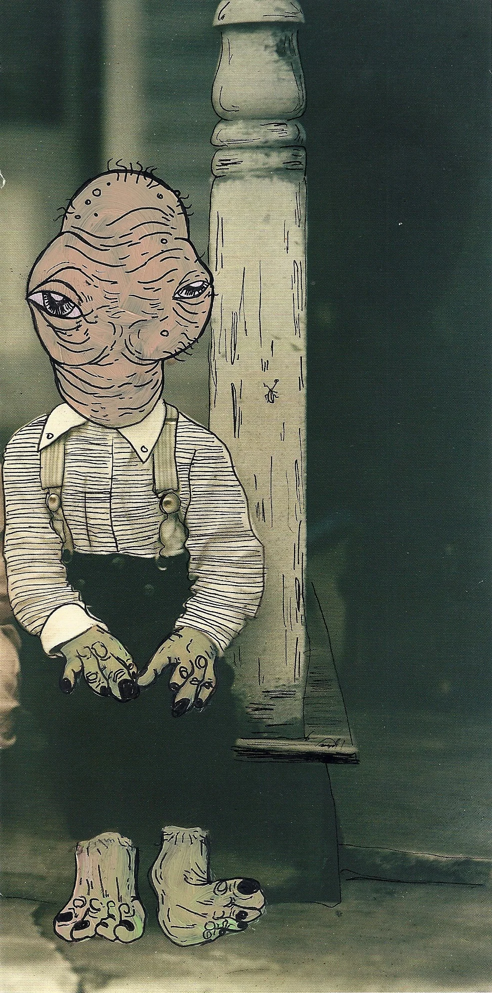 Out of Focus #6, 2013, Acrylic and ink on photographic print, 5 x 9.5 inches