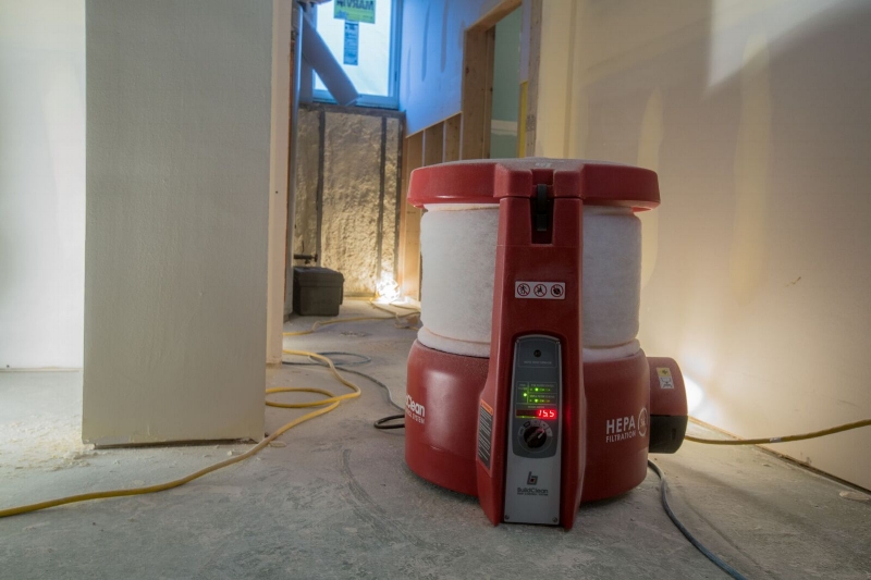 Jobsite with BuildClean air scrubber.