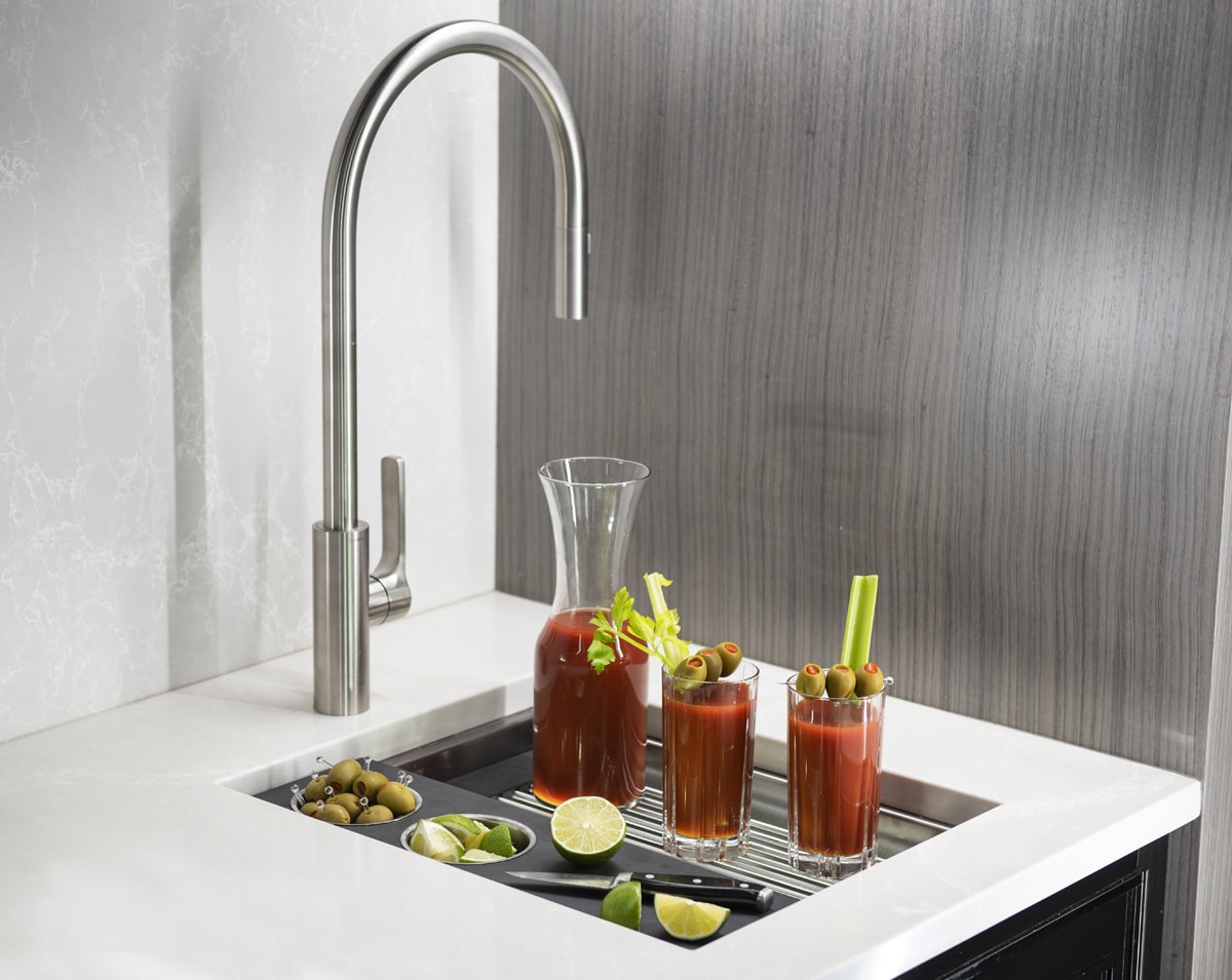 beverage bar with galley workstation