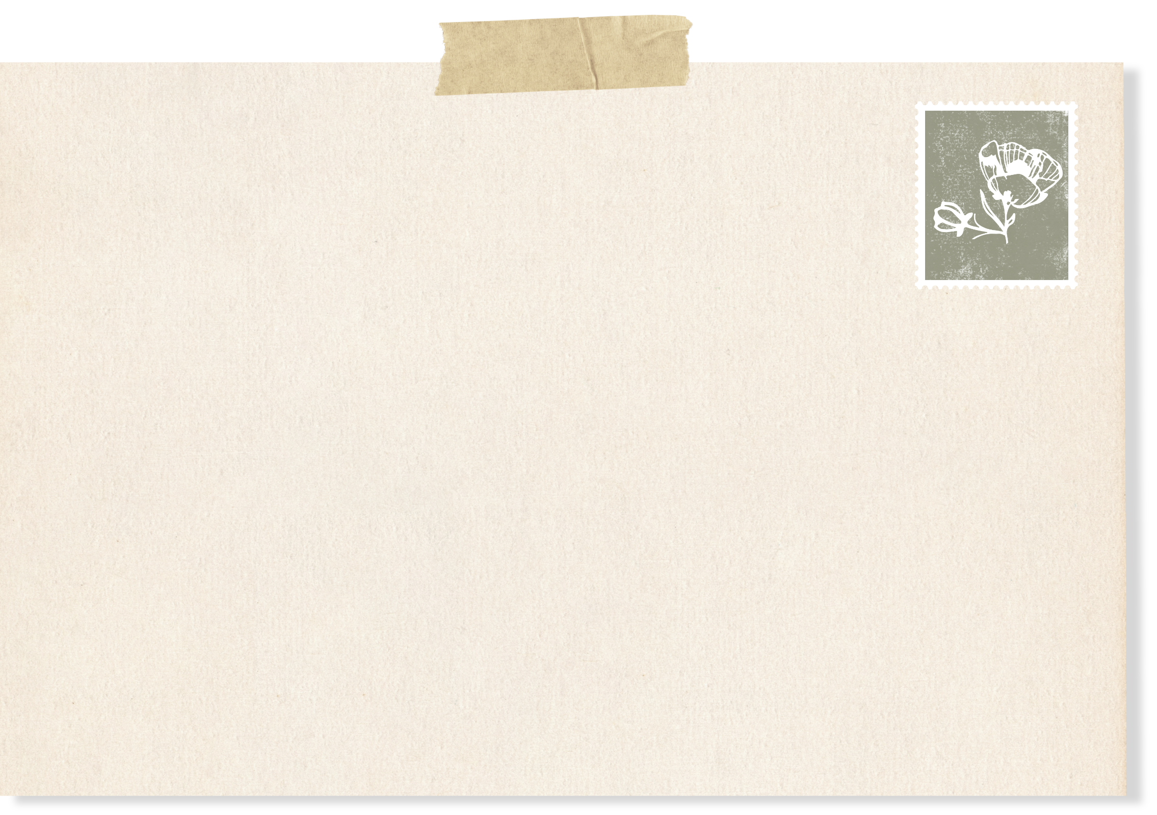 An envelope graphic with a flower stamp and textured background on the Wildflower Doula Services website.