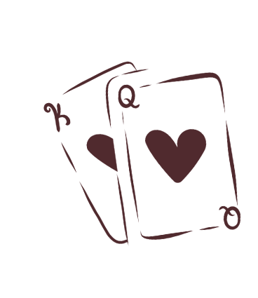 A drawn graphic of king and queen cards on the Wildflower Doula Services website.