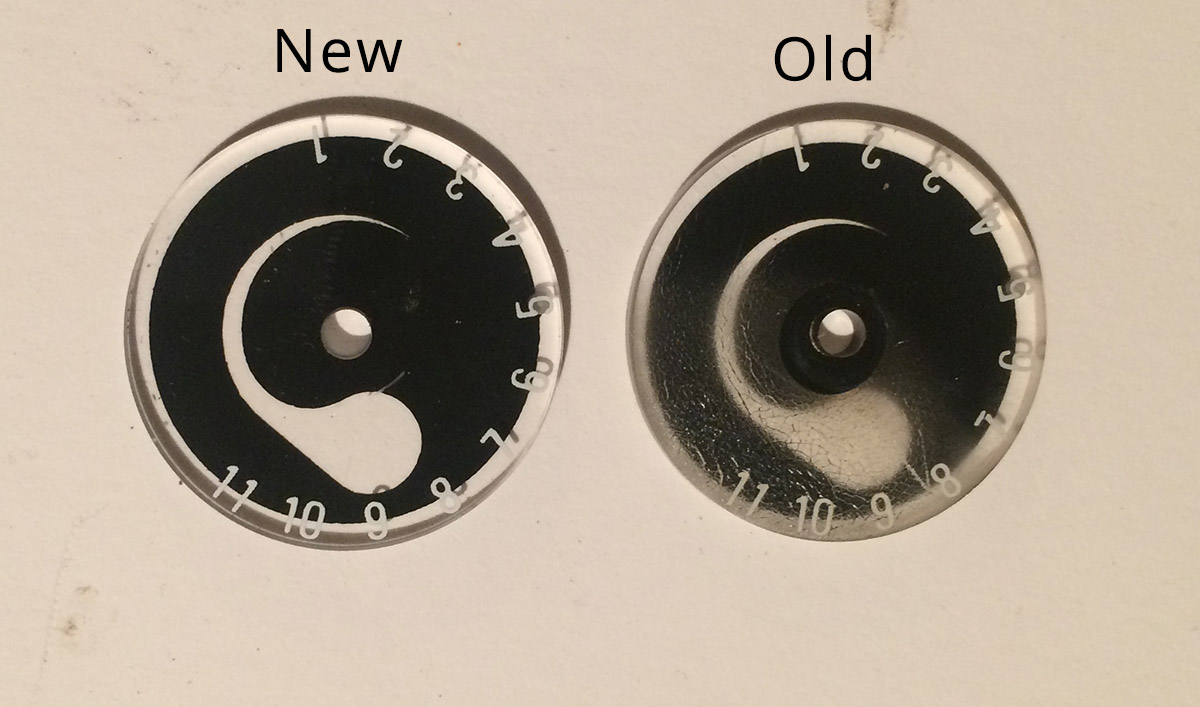 The new and the old aperture dials.
