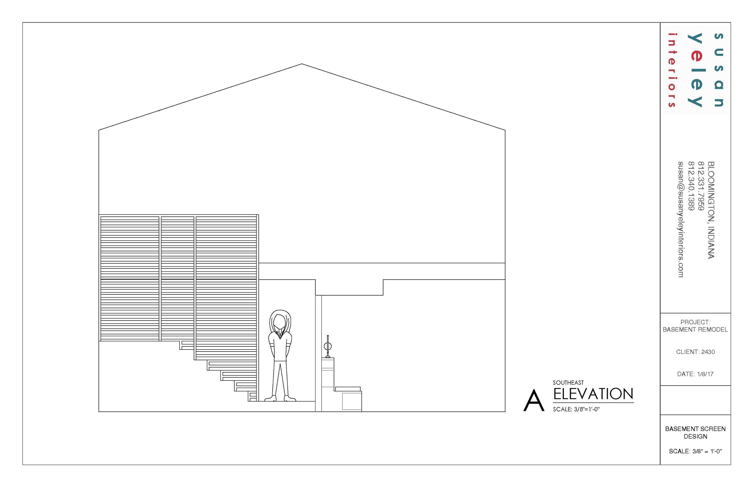 The screen—we have a small crush on screens—that will replace the wall along the stairs.