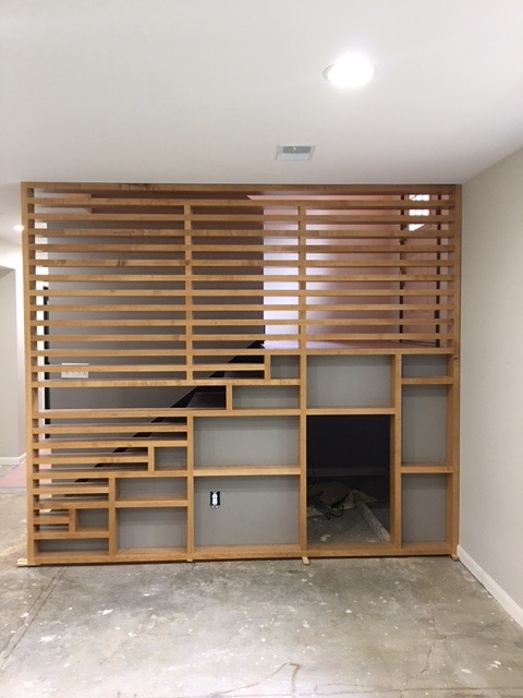 Screen, complete with hidey-hole for the youngest family member. 