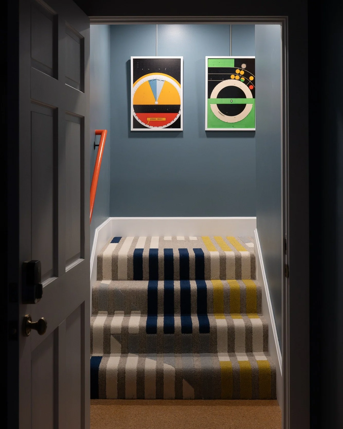 Basement stairwell? We say step it up. 

Not only is that not the worst pun you've ever heard, but a happy stair will make you  happier, every time you forget something and have to go back downstairs. 

(Turns out Sus is terrible at puns and also tri
