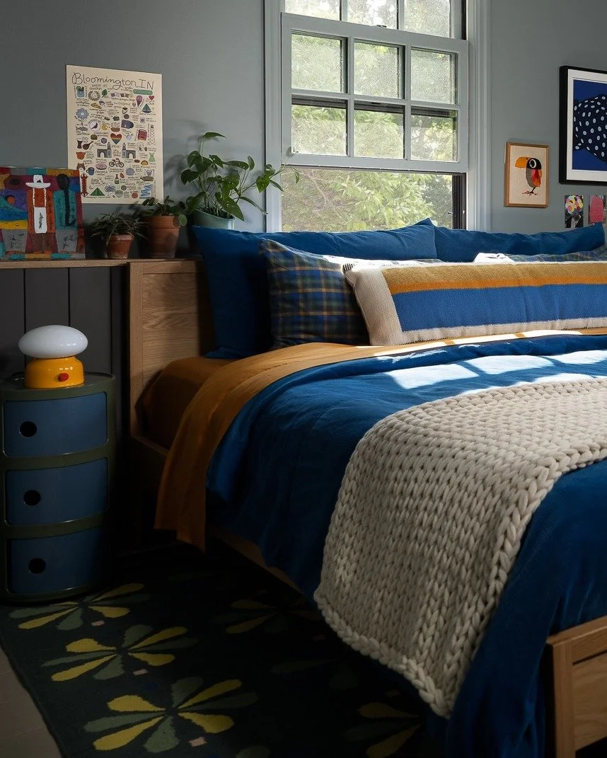 FWIW, we didn't decorate all the bedrooms in #offcampuscanvas : future housemates will have their own vibes to set. But we did - with client input of course - finish out the main bedroom for our primary [student] resident. I suppose lots of decorator