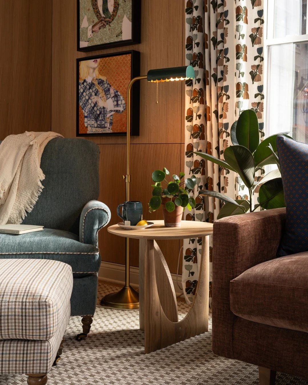 In other condos in this eastside complex, this little room is usually used as a dining room or TV room. Sometimes it's left off completely for a screened porch. Our client wanted a cozy spot for TV (the only spot in the living room was over the firep