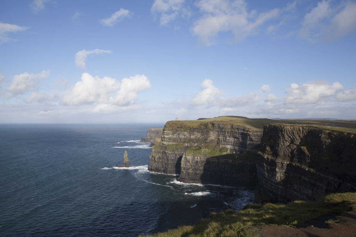 Quite vast and open this continues well left of camera. You can hike for about 2.5h around the tourist attraction. The total cliffs distance stretches from around Limerick in the south then up north and east past the point I visited.