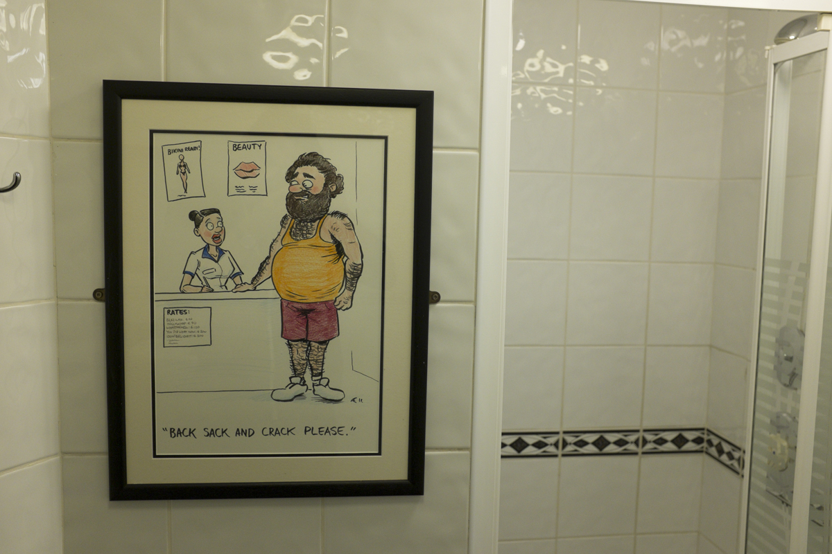 Some bathroom humor at the Hostel.