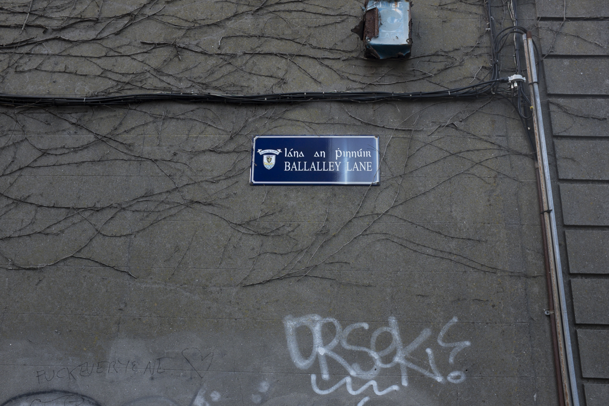 A street sign in Galway. They always use Gaelic as well as English on all the signs. This is in an attempt to preserve original language as its spoken by so few people now a days. I heard it spoken a couple of times - quite a nice language love the way it sounds.