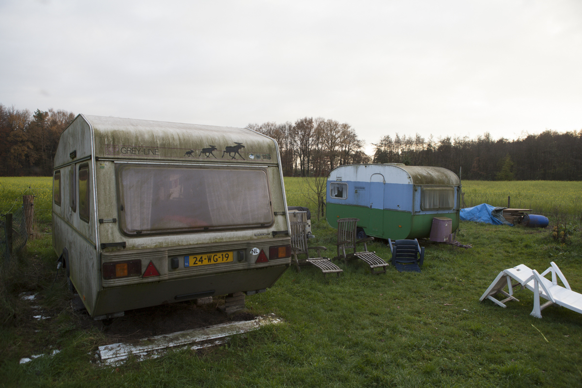 Some trailers Ash sleeps in during the summer.