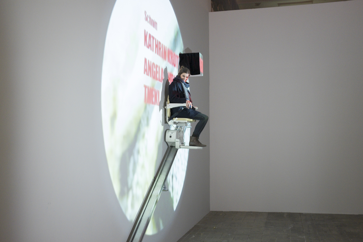 This was nice, a kind of chair for elderly then installed is a video which an audience of one can see. 