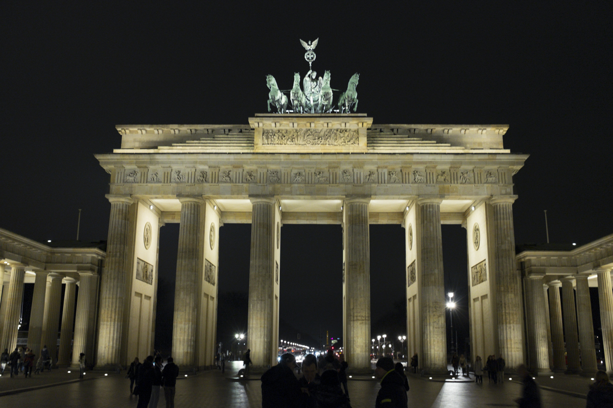 This is the Brandenburg Gate, a very long standing structure in Berlin.