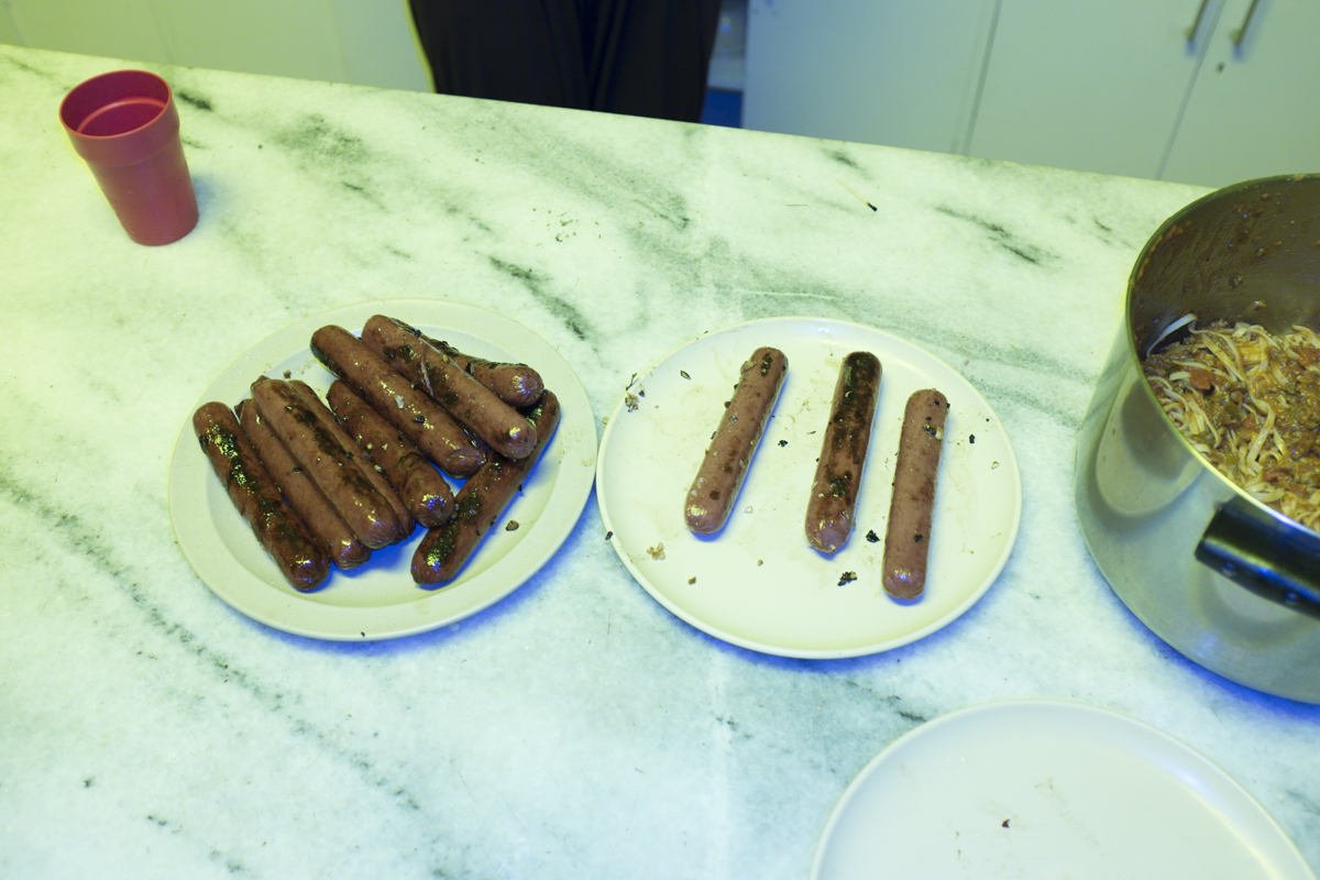 Some of the sausages were cooked with tej. We also had a couple of Italians around so the pasta was bomb.