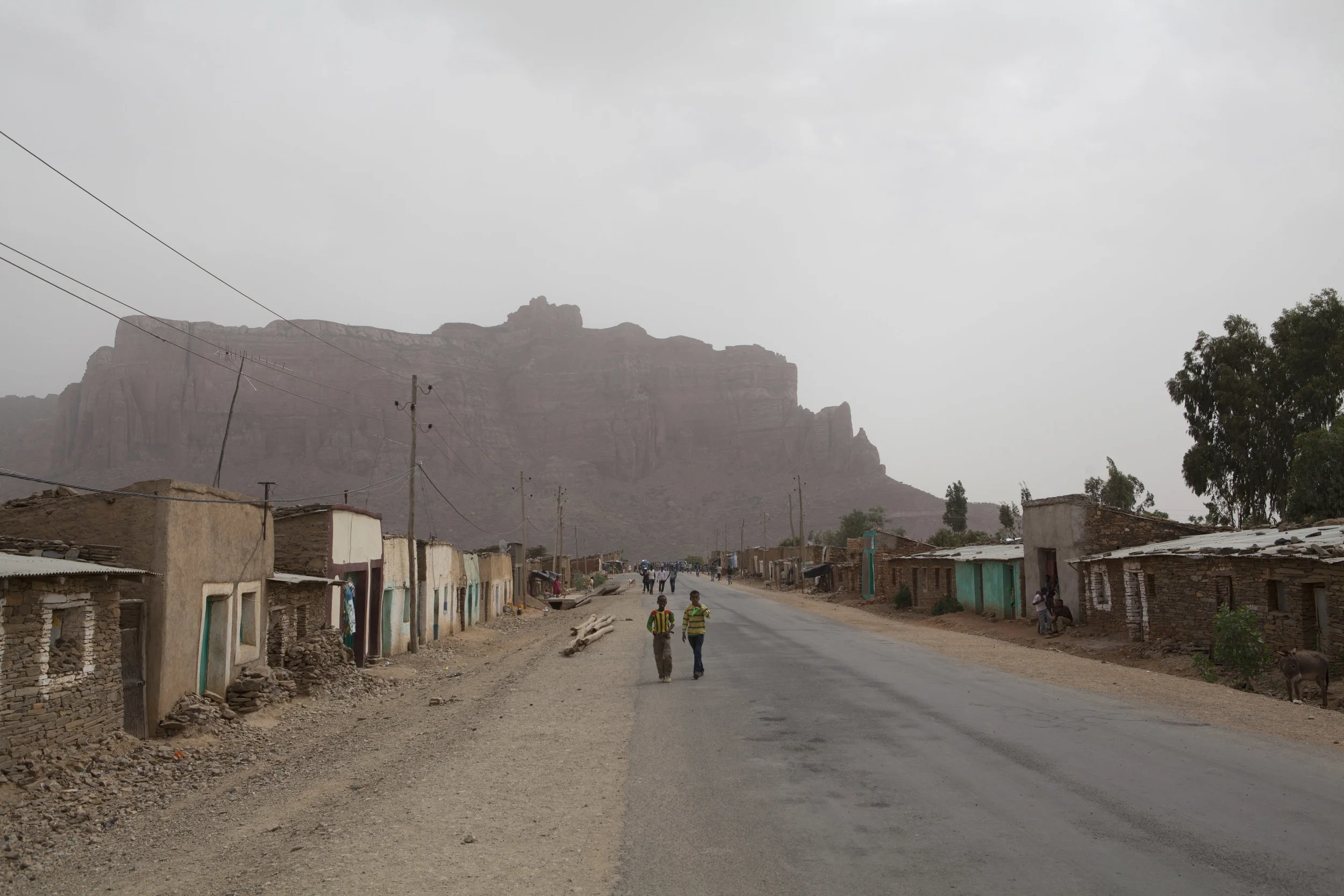 The small town of Megab, which sits it the shadow of the mountain range.