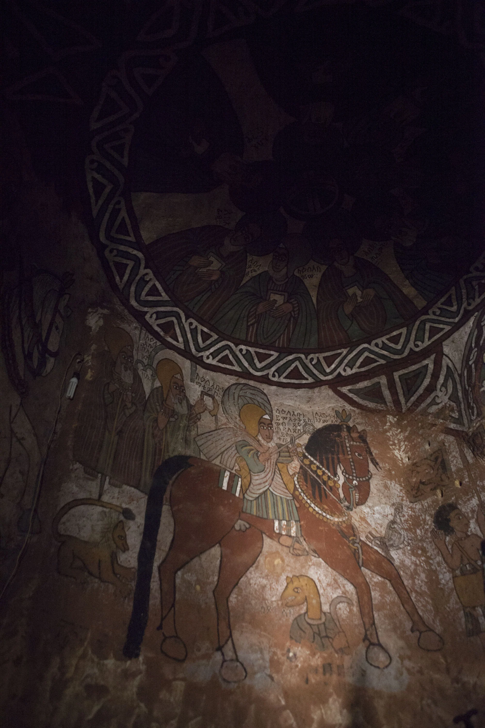 A wall painting inside of Abuna Yemata Church, which is said to have been built by a Syrian priest in the 5th century. It is said to be the most inaccessible church in the world.
