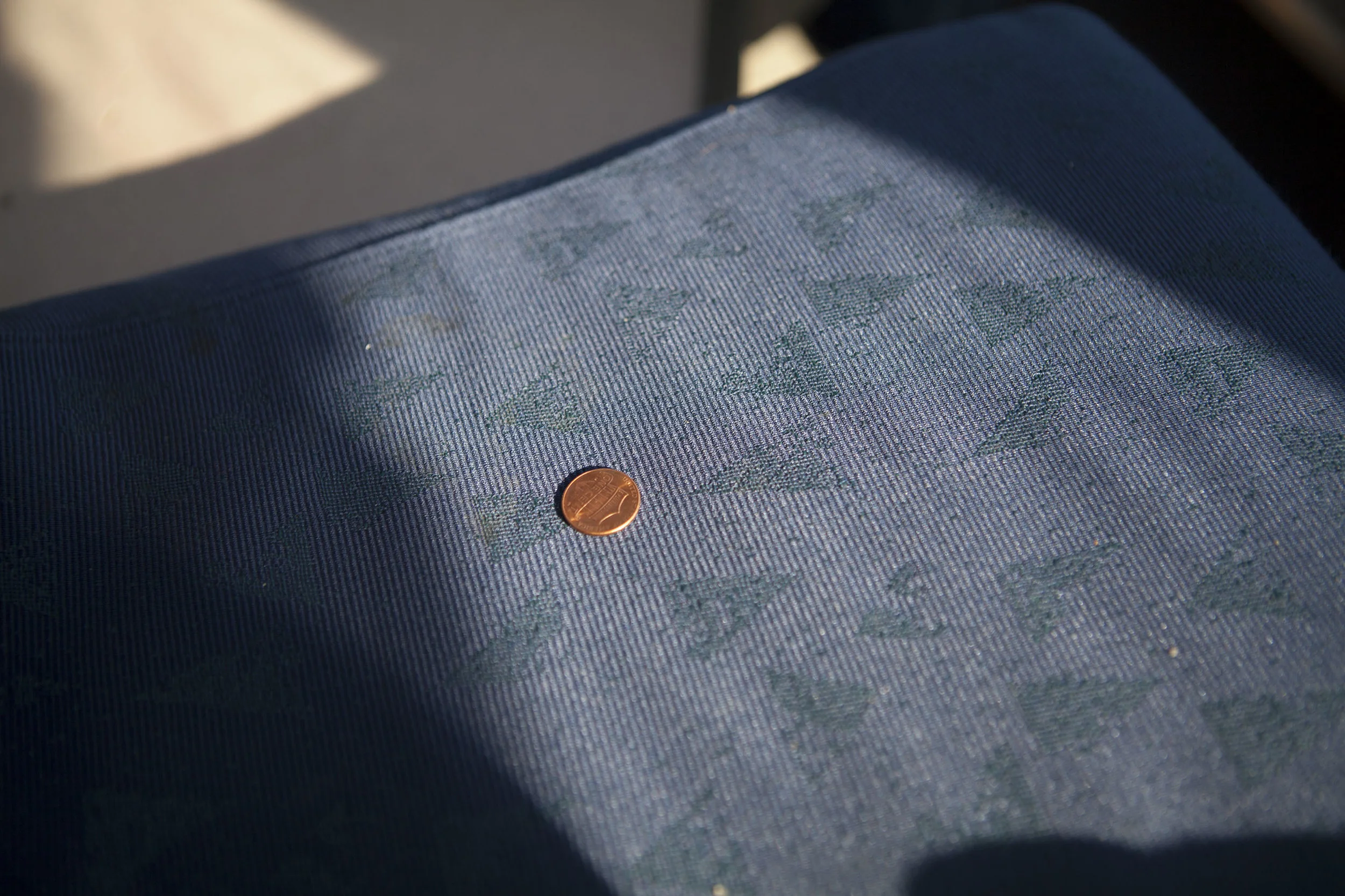 Parting pic: lucky penny found on the chair when I first sat down in the observation car.