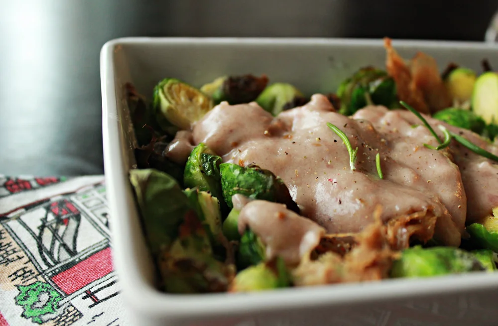 Turkey with brussel sprouts in the oven with a sauce of melted cheese and wine 3.jpg