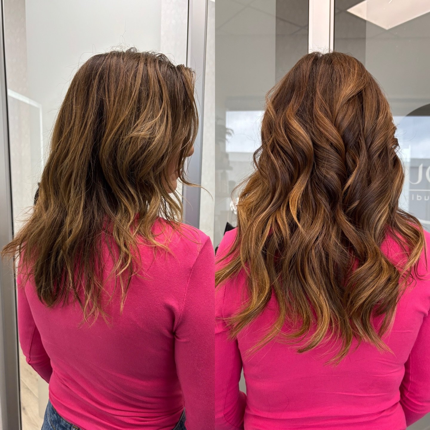 She came to me ready for a change, open to trying something new.

We started with two rows for fullness and about 6&rdquo; of added length, and it looked amazing. She wore them for six months, but being a low-maintenance woman she came back and said,