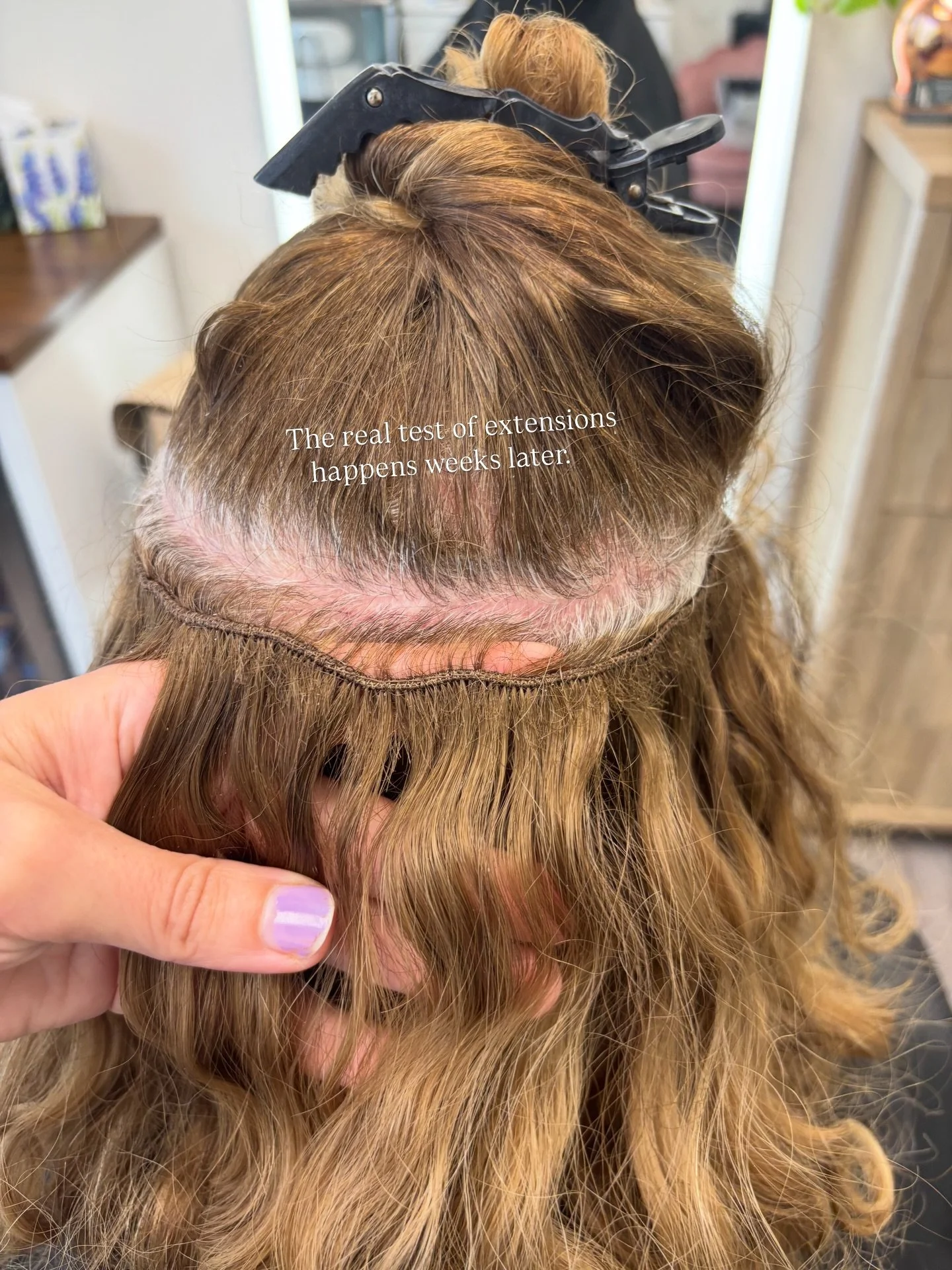 Real extension work shows up in the grow out.

Not on install day.
Not in curled-after photos.
Not under perfect lighting.

This client came in ready for her move up with:
&bull; healthy natural hair
&bull; seamless blending
&bull; curls still matchi