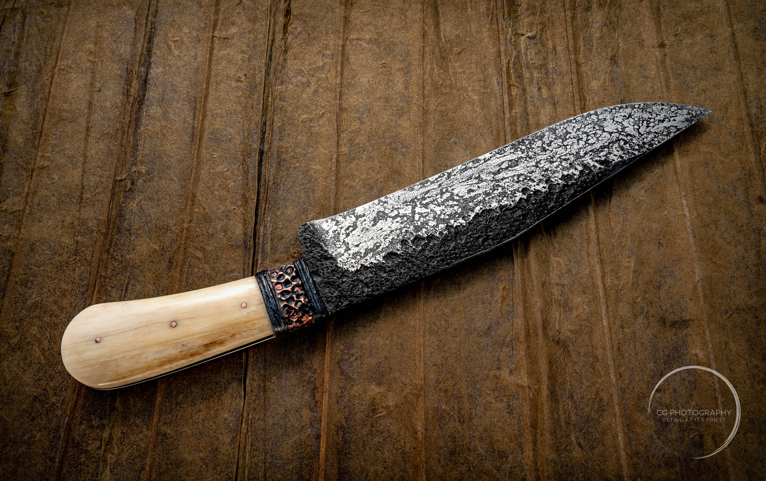 Large Frontiersman Belt Knife - Bone scales