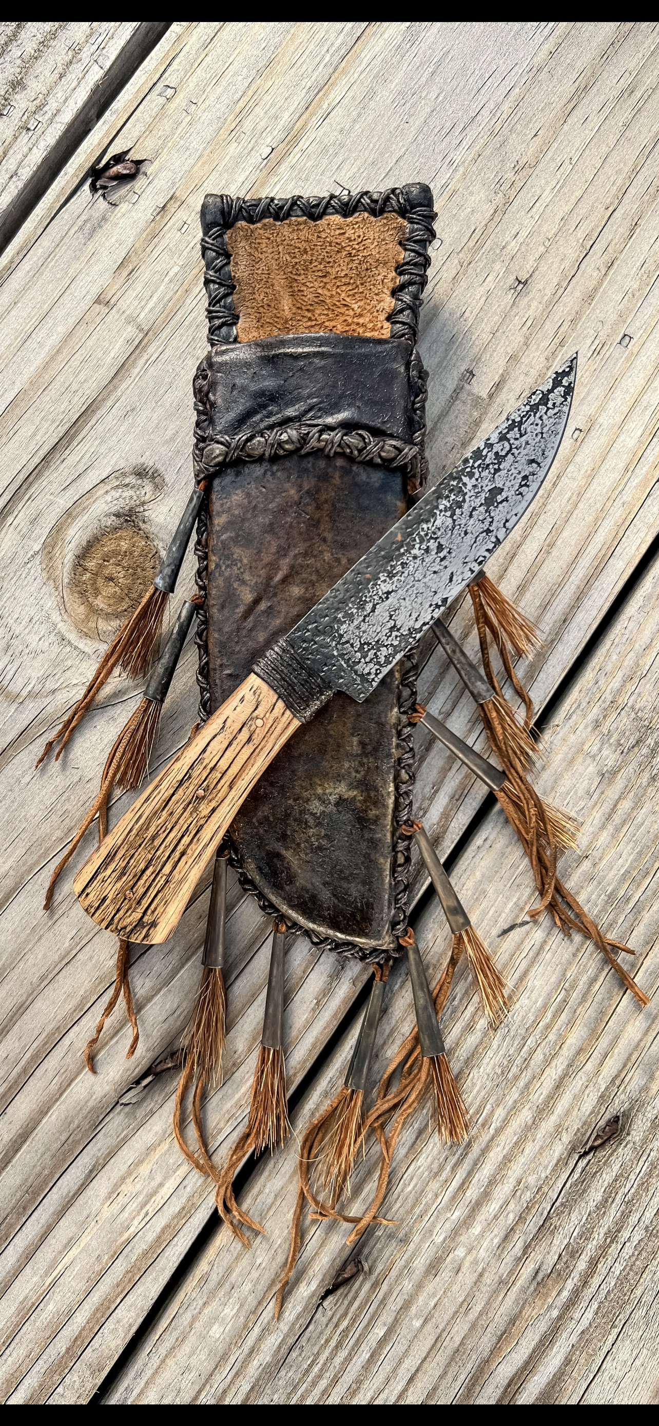 Sold - Weathered oak neck knife