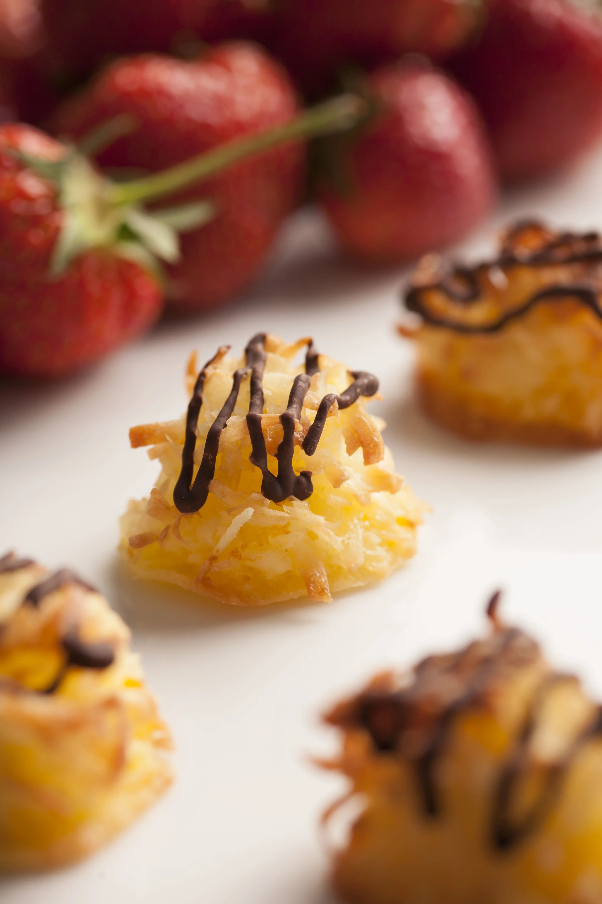 orange coconut macaroon | dark chocolate drizzle