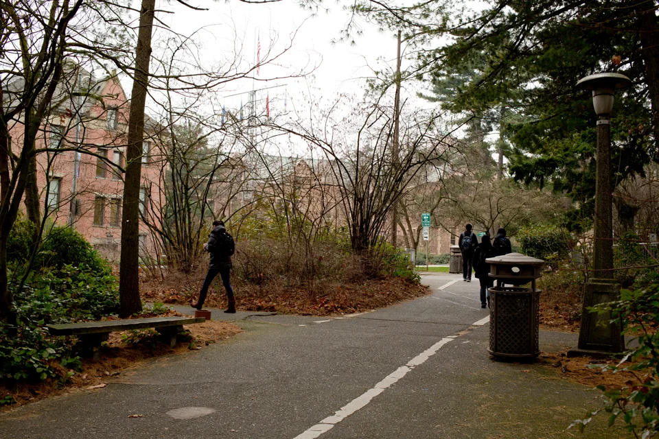 En route to the music building from McMahon Hall, or 65th Street.
